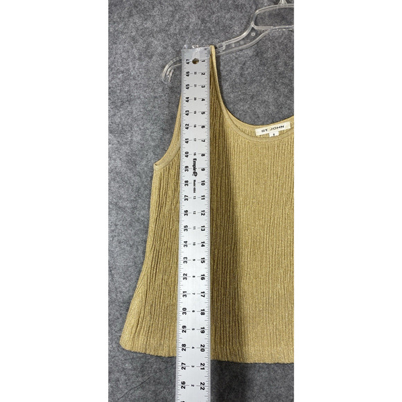 St John Top Small Gold Metallic Knit Ribbed Career Wedding Holiday USA - Picture 9 of 9